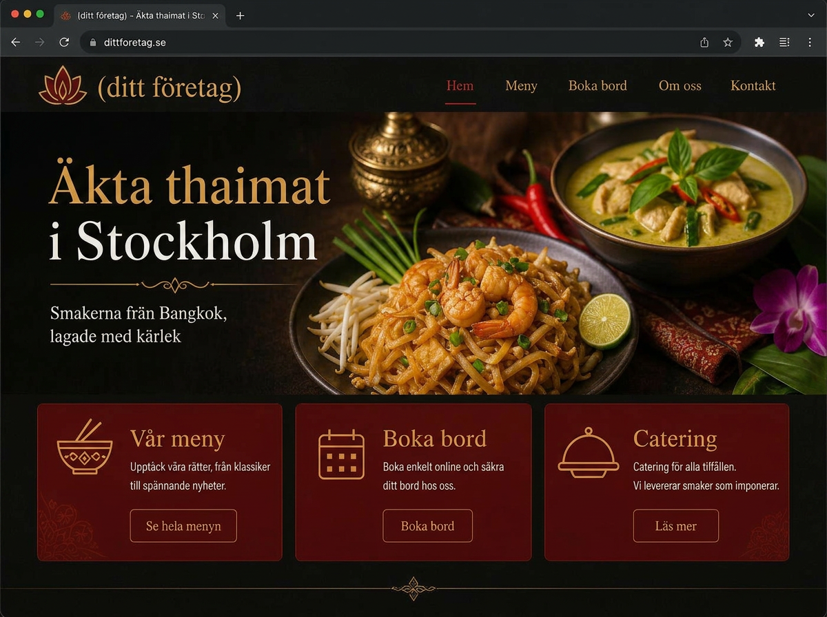 Hemsida för  – Restaurang, byggd av Aalix
