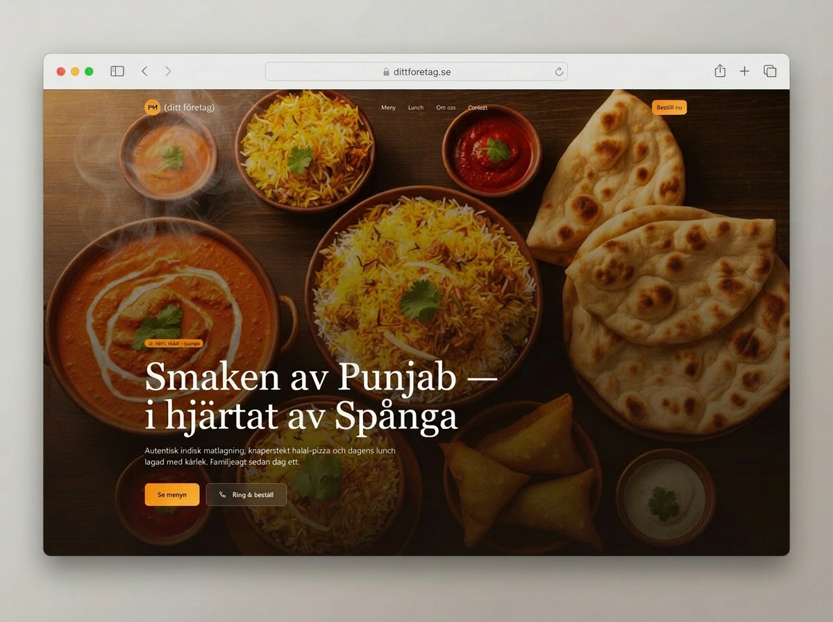 Hemsida för  – Restaurang, byggd av Aalix